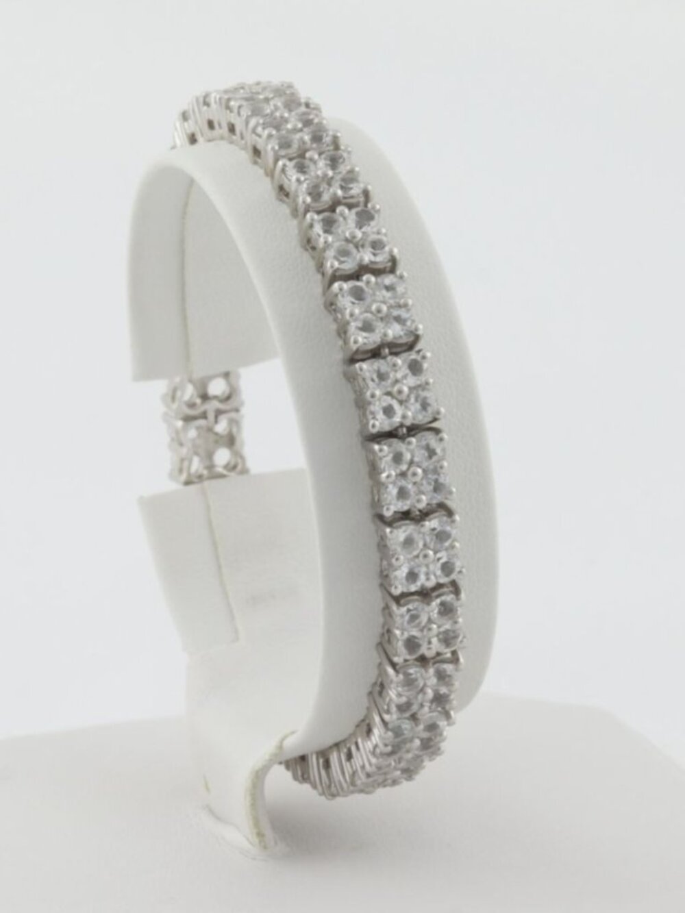Sterling Silver Natural White Topaz Tennis Bracelet 7 1/4" inch